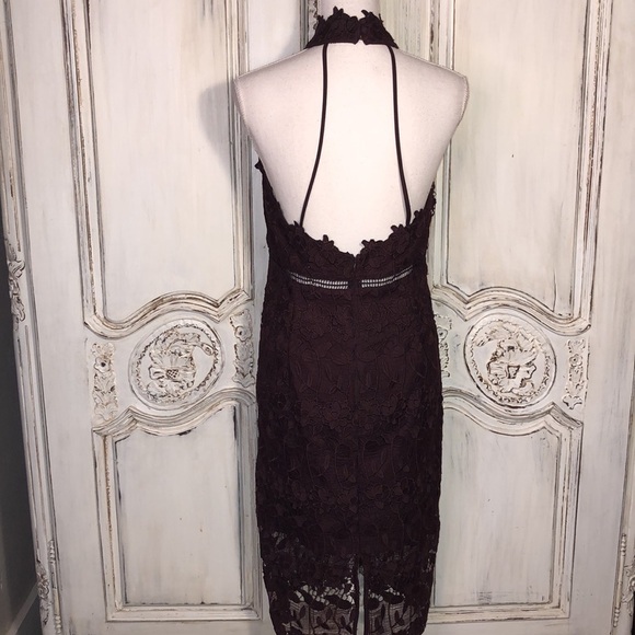 Bardot Deep Burgundy Lace Overlay Hater Backless Occasions Dress Size 8/M - Picture 8 of 13